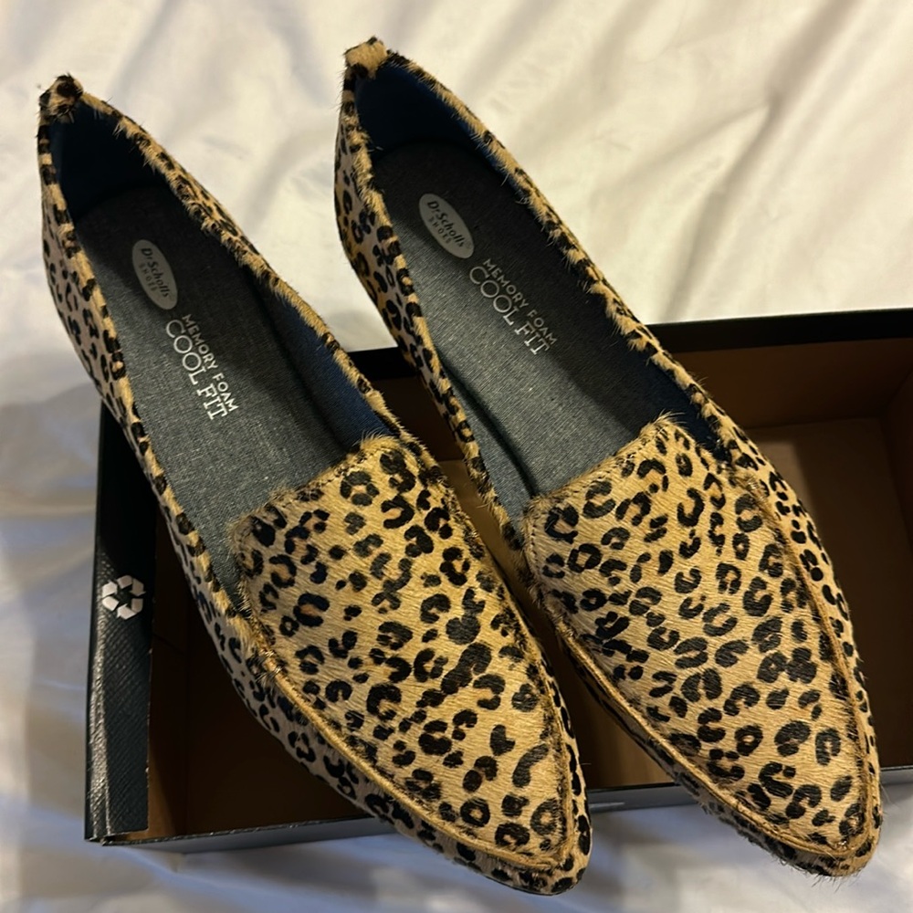 Dr Scholls leopard print loafers size 10